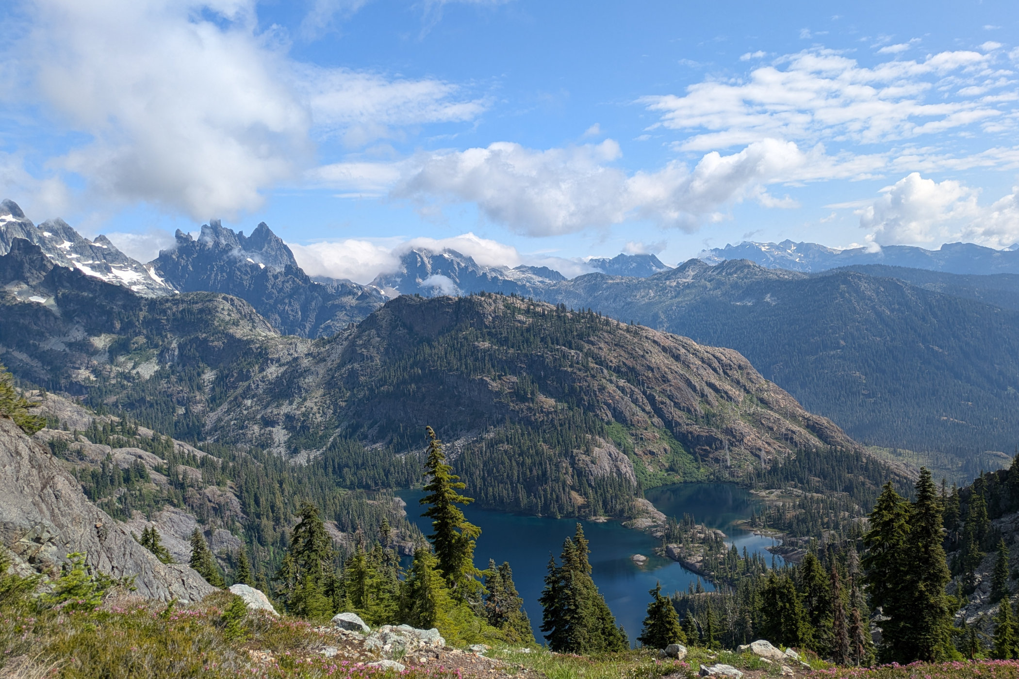 view down to spectacle lake