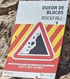 rock danger sign