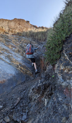 Rope climb up from beach