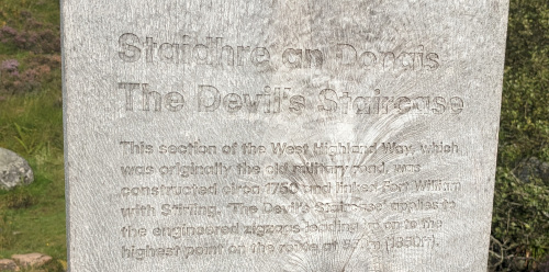 Devil's Staircase plaque on West Highland Way